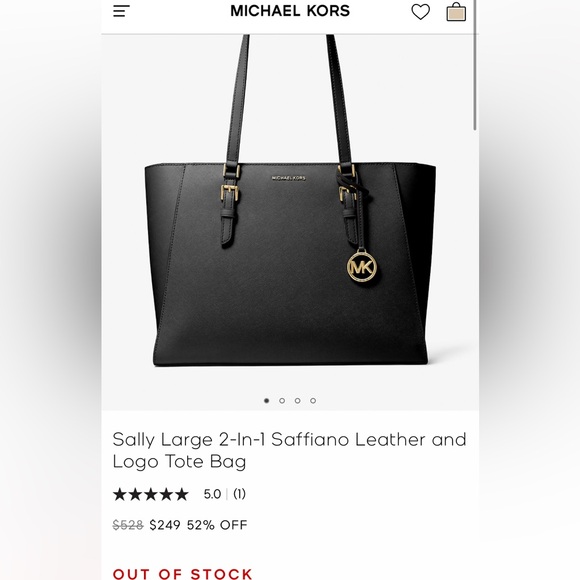 MICHAEL KORS Sally Saffiano Leather and Logo Tote Bag Authentic Purse - Picture 2 of 6